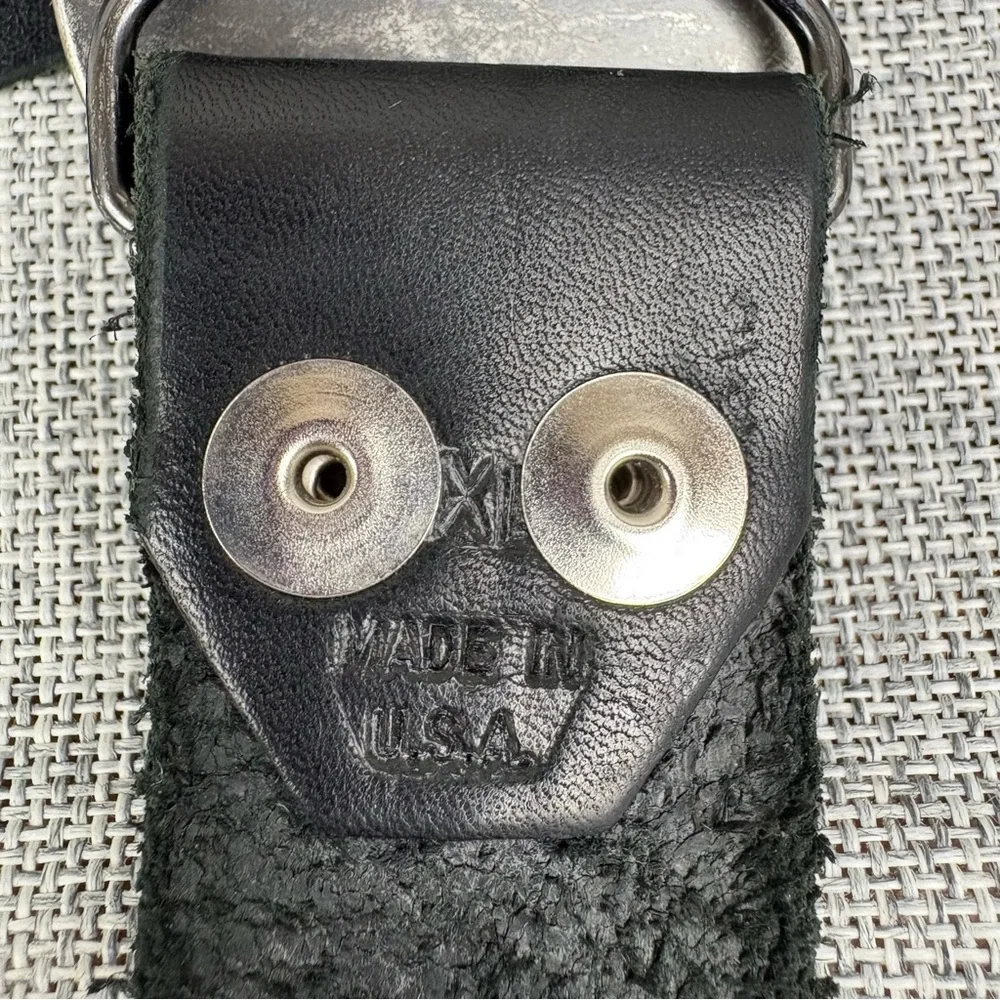 Booty Boutique‎ Vintage Black Leather Belt Give Love Belt Buckle Size XL Vintage
